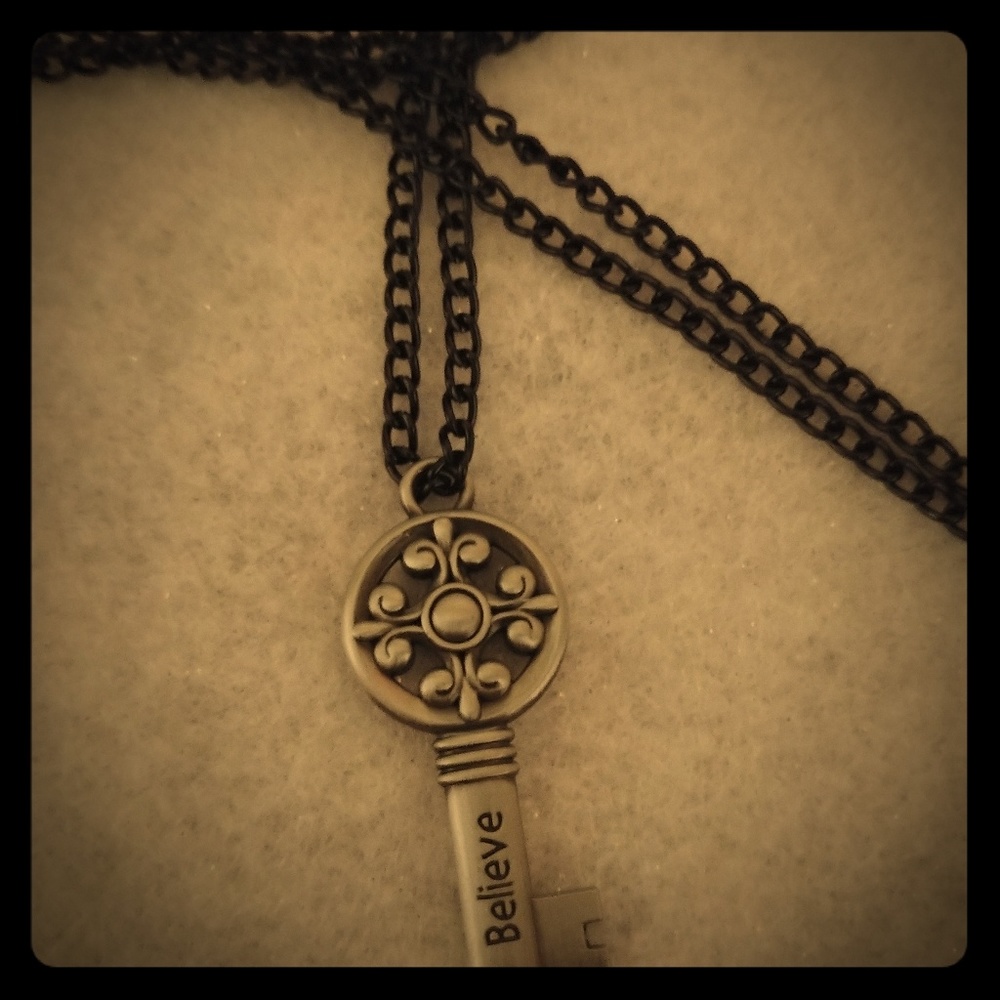 "Believe" Key charm necklace